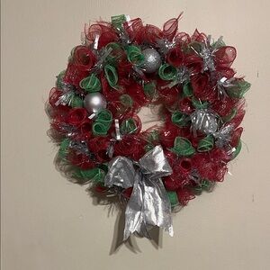 Festive Handmade Holiday Wreath with Silver Accents